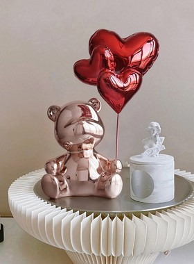 轻奢电镀气球熊摆件客厅电视柜房间玄关桌面家居软装饰品北欧礼物