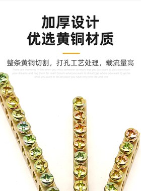7*10带螺丝5孔7孔10孔12孔15孔黄铜条零地排接线端子配电箱汇流排