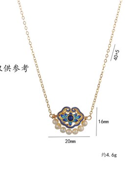项链女 复古风珍珠项链时尚小众花朵新款设计颈链简约气质锁骨链