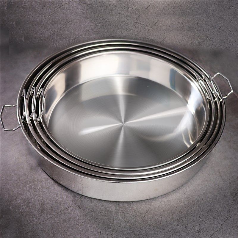 304不锈钢圆盘平底托盘双耳凉皮锣锣面盆制作工具糕盘直身蒸饭盘,淘宝优惠券,粉丝福利购,淘宝优惠卷