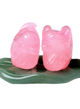 天然粉水晶鸳鸯摆件一对粉晶卧室床头风水摆设招桃花旺姻缘助婚姻