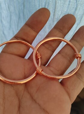 云南手工红铜紫铜推拉实心纯铜宝宝手镯婴儿手镯可推拉收缩调节