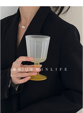 Qnmin  春芒复生  苍翠如初 中古磨砂感玻璃鸡尾酒杯小众酒杯红酒