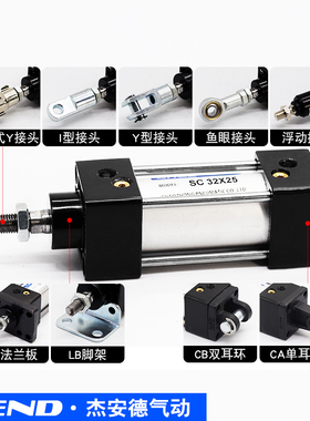 SC气缸附件单双耳底座法兰脚架配件I/Y/CA/CB/FA/LB32/40/50/63