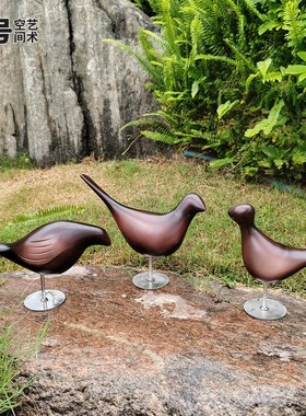 304不锈钢精密铸造镜q面鸽子小鸟摆件抽象写实动物软装配件艺雕塑