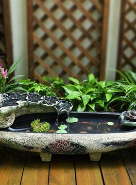 水系景观循环流水阳台q庭院布置户外鱼池造景摆件小院仿石槽鱼缸