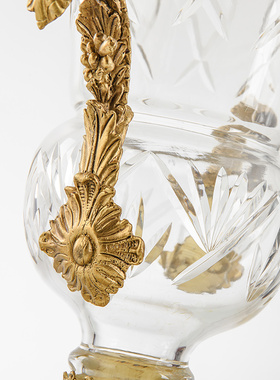 美式欧式水晶玻璃纯铜软装客厅家居装饰品花瓶R花插花器奢华摆件