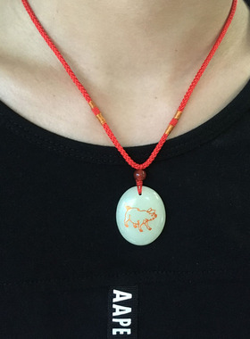 夜光石荧光吊坠本命年十二生肖情侣项链刻字简约男女生日礼物刻字