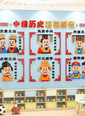 中国传统文化墙贴经典朝代历史典故幼儿园走廊楼道墙面装饰贴纸画