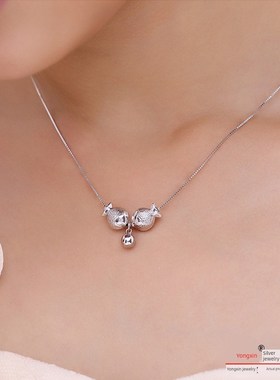 999纯银项炼女性可访问的豪华利基锁骨炼吊坠2022短生日亲吻鱼情