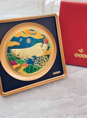 金金龙鱼艺术品箔画公室件摆乔迁办家居招20230914财客厅玄关装饰