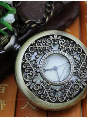 古杂件金属黄铜械怀表复浮镂玩空怀表古表机面无图案随机