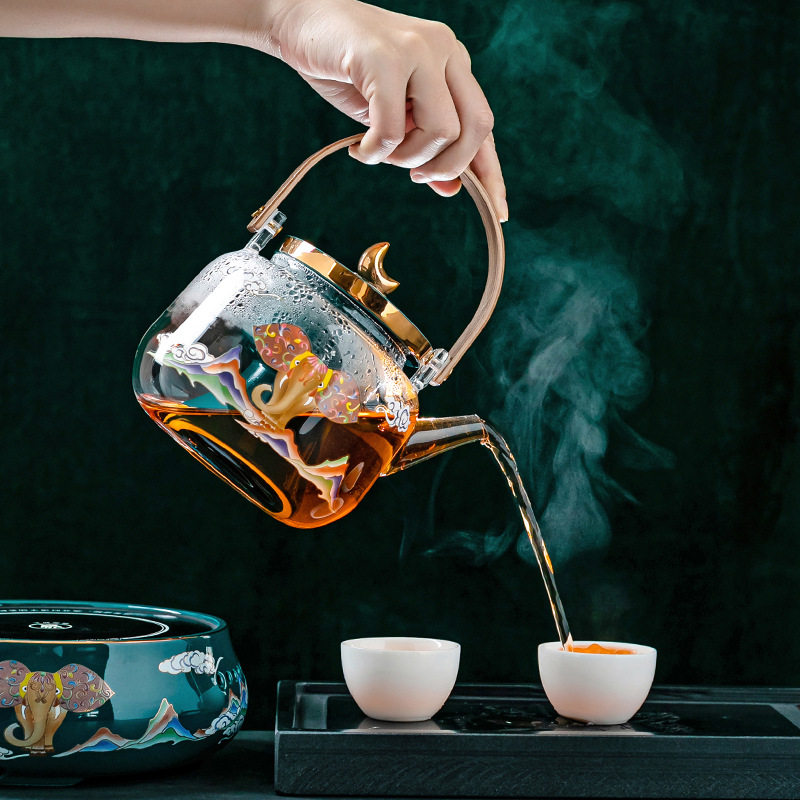 Electric ceramic stove household multifunctional tea kettle steaming high temperature resistant glass tea set tea stove set electric tea kettle tea water separation
