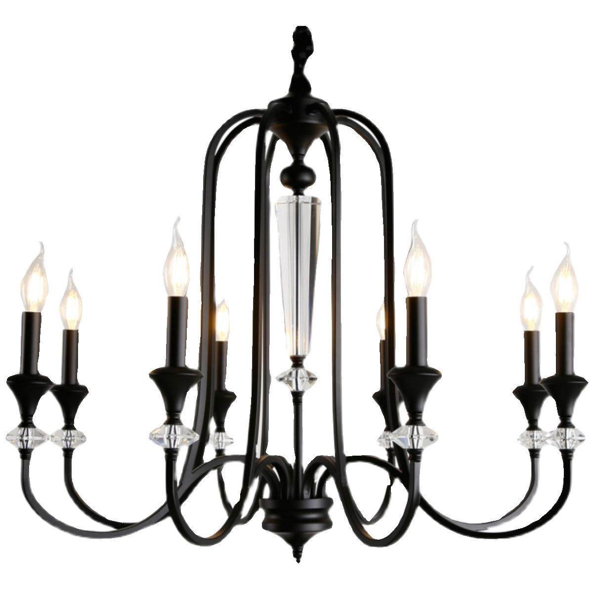 法式复古客厅吊灯美式楼梯中古黑色餐厅卧室灯南洋风蜡烛水晶灯具,淘宝优惠券,粉丝福利购,淘宝优惠卷