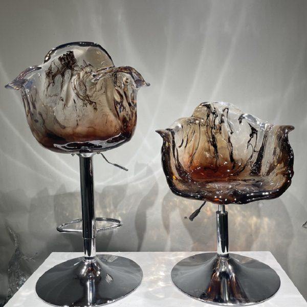 北欧花瓣透明树脂网红升降单人椅子旋转凳子吧台几何艺术品雕塑,淘宝优惠券,粉丝福利购,淘宝优惠卷