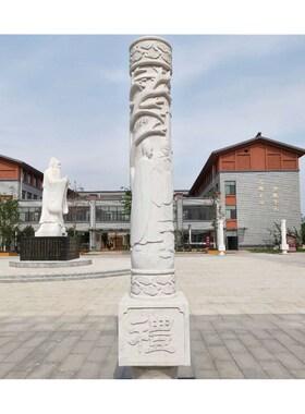 长期销售石雕龙柱 古建祠堂石雕盘龙柱 户外广场景观文化柱