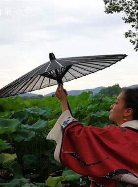 日式古风长柄工艺伞真丝伞不防雨B渐变灰红紫色和风伞摄影旅拍现