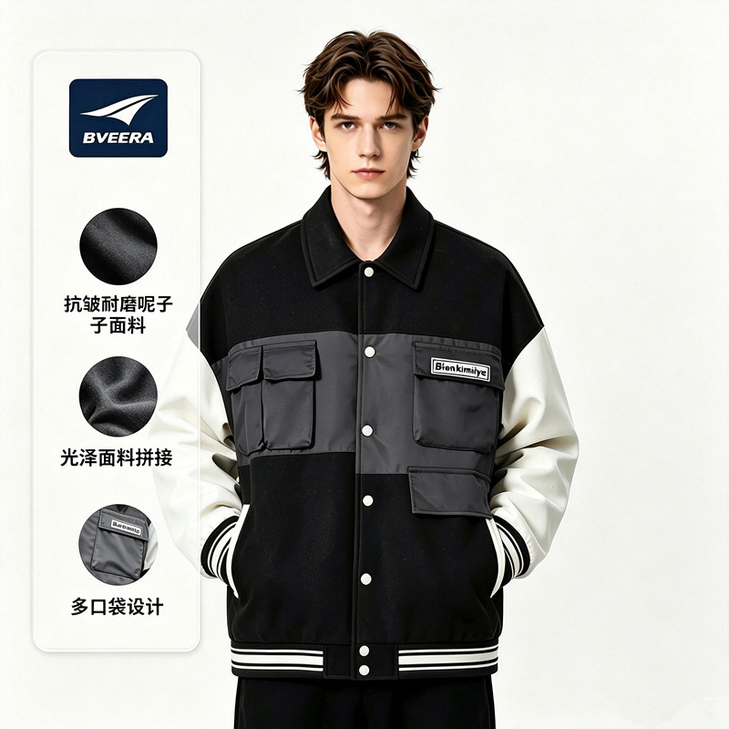 B.VEERA倍福来五口袋棒球服夹克