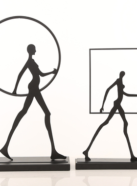 金属创意人摆件玄关样p板间酒店会所铁艺摆设装饰品工艺品新中式