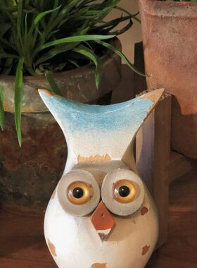 外贸出口原单 美式乡村风格复古做旧木质猫头鹰摆件 特色装饰摆件