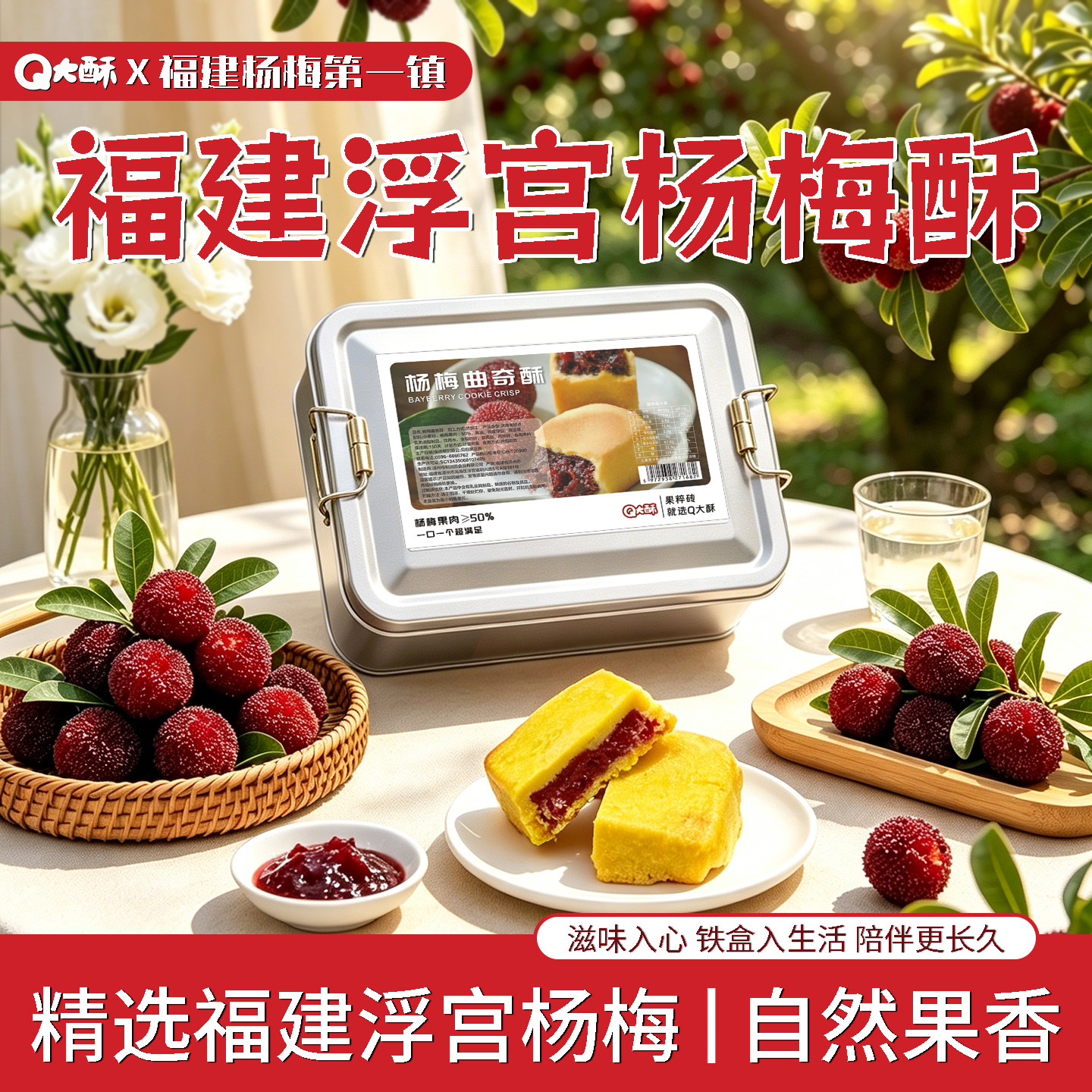 Q大酥果粹砖杨梅曲奇酥手工酥皮真果入馅0添加盒装现做现发