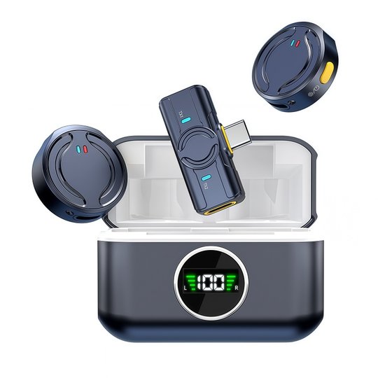 Internet celebrity magnetic wireless lavalier microphone outdoor recording live broadcast mobile phone button magnetic noise reduction Android microphone