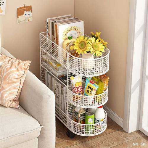 桌下书架落地可移动书桌旁置物架办公桌边学生书本收纳架书柜带轮 - 图1