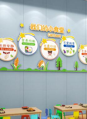 幼儿园食堂文化贴纸环创布置托管班小饭桌文明用餐标语立体墙贴画
