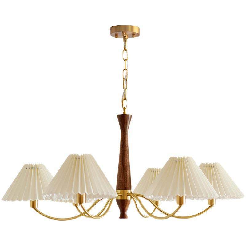 日式胡桃木全铜客厅卧室吊灯全光谱护眼中古法式美式百褶布艺吊灯,淘宝优惠券,粉丝福利购,淘宝优惠卷