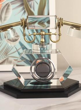 现代轻奢创意复古水晶电话道具样板间售楼处销售中心桌面装饰摆件