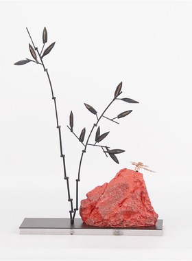 新中式现代创意假山摆件样w板间售楼处家居茶室禅意软装装饰摆放