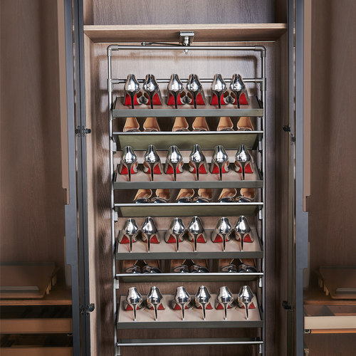 衣柜旋转鞋架360度衣帽间多层收纳多功能五金件翻转超薄衣橱鞋架 - 图2