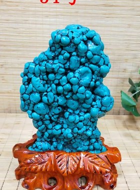 包邮孔雀石原石招财摆件绿松石蓝松矿物晶体标本奇石观Y赏石头收