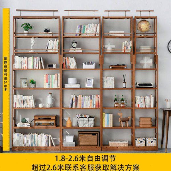 简易顶天立地实木书架置物架阳台卧室简约创意落地多层收纳整理架,淘宝优惠券,粉丝福利购,淘宝优惠卷