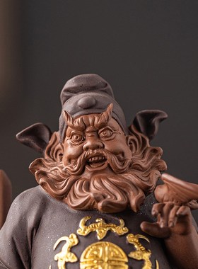 陶瓷钟馗摆件中式禅意人物摆设家居玄关办L公室博古架装饰工艺礼