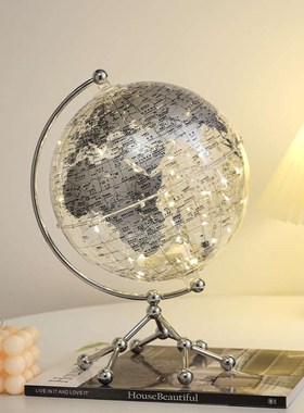 透明地球仪摆件轻奢高档现代家居客厅酒柜电M视柜办公室书柜装饰