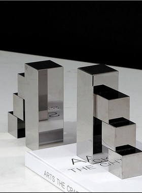 创意蓝色水晶摆i件书挡书立工艺品装饰高档样板间办公室书柜桌面