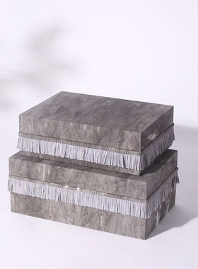 新中式木纹纸巾盒饰品盒装饰品摆E件民宿卧室样板间梳妆台摆设