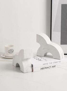 北欧极FC-SZ240风抽简象水墨纹半圆书书靠样板间摆件办室书柜桌面