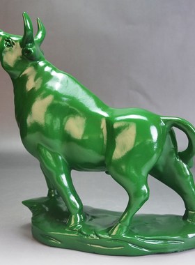 绿色木雕牛十二h生肖木牛运势如虹摆件家居客厅办公装饰开业送礼