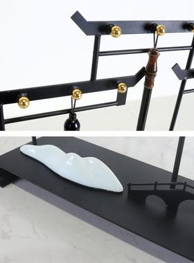 现代新中式禅意毛笔架摆件创意样板间书房办公桌书桌软装饰品摆设