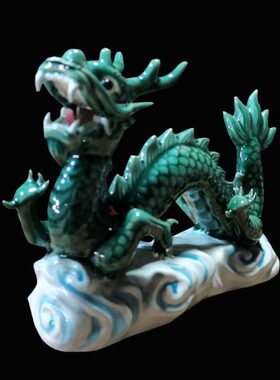 陶瓷生肖龙对摆件客厅玄关电视柜酒店会所软装办公室工艺品摆设