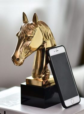 欧式轻奢铜马摆件 办公室酒柜室内装饰品玄关酒柜马到成功摆设