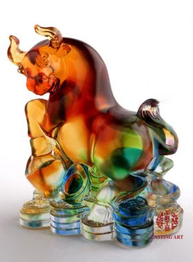 六合春琉璃摆件工艺品十二生肖牛创意家居装饰品闺蜜生日贺寿礼品
