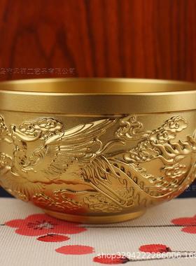 黄铜材质聚盆百福龙凤金宝摆铜件聚宝盆大碗8163金饭碗铜碗钱招财