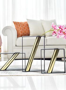 北欧金GTK属花器立体几何摆件家居饰品代约创意简厅客玄现关花瓶