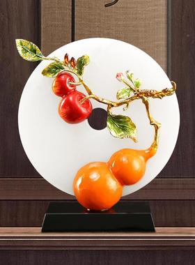 新中式摆件天然办玉石福禄平安大扣尺玄关公室桌面摆件CF-06258乔