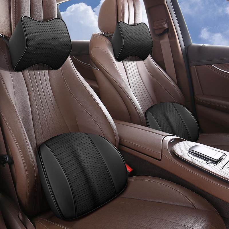 新款汽车记忆棉头枕车载腰垫四季腰靠透气座椅垫皮革靠背垫纳帕皮,淘宝优惠券,粉丝福利购,淘宝优惠卷
