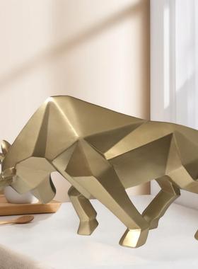 高档北欧树脂桌面工艺品家居客厅办公室牛气冲天创意场景摆件