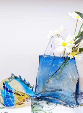 北欧轻奢风格玻璃海螺摆件简约家居样板房软装工艺品茶几饰品